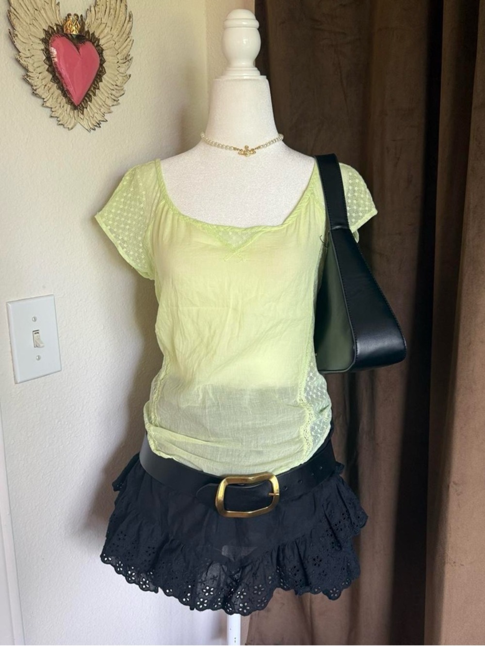 Yellow Abercrombie & Fitch Sheer Women's Top